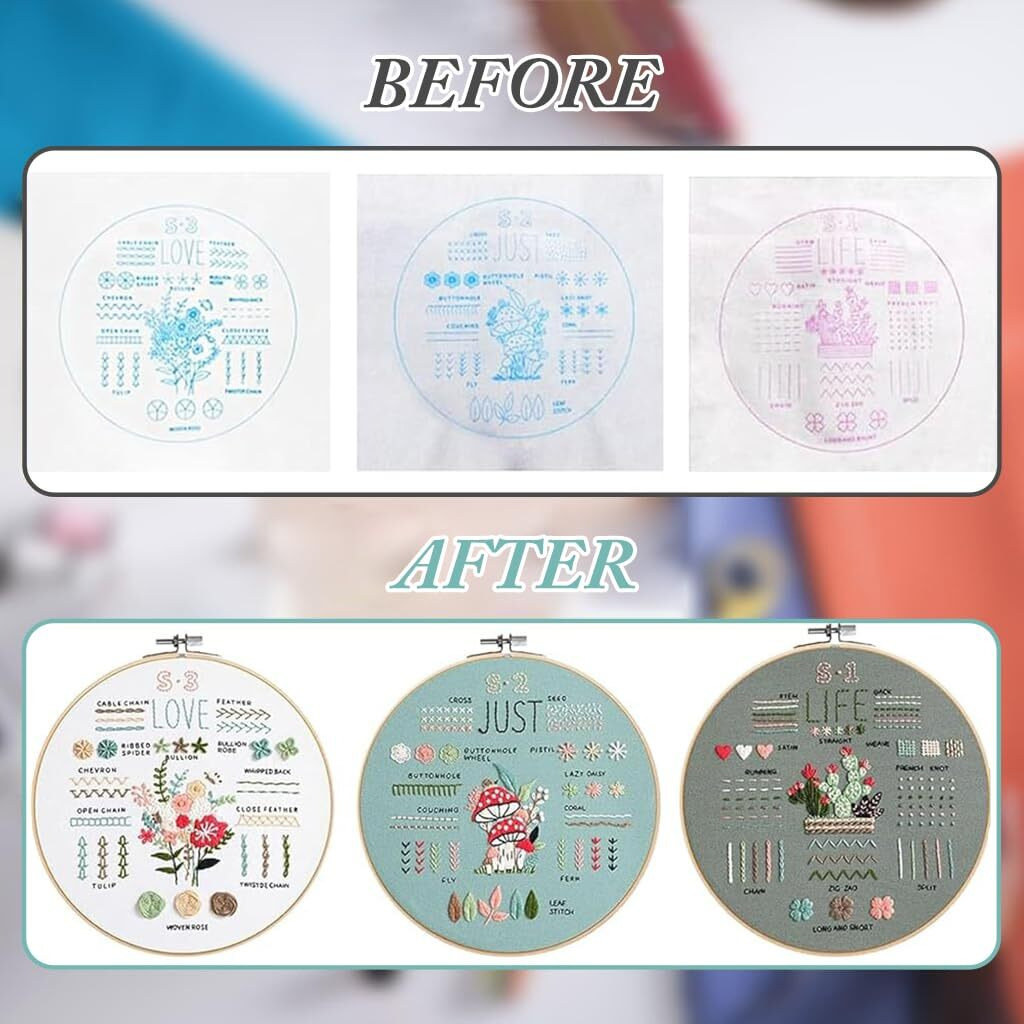 Zibuyu 3 Set Embroidery Kit For Beginners, Crochet Kit Diy Kit For Adult With Embroidery Cloth, Pattern, Hoops, Colorful Threads, Scissors And Materials - Anchor Stitch Cross Stitch Embroidery Kit