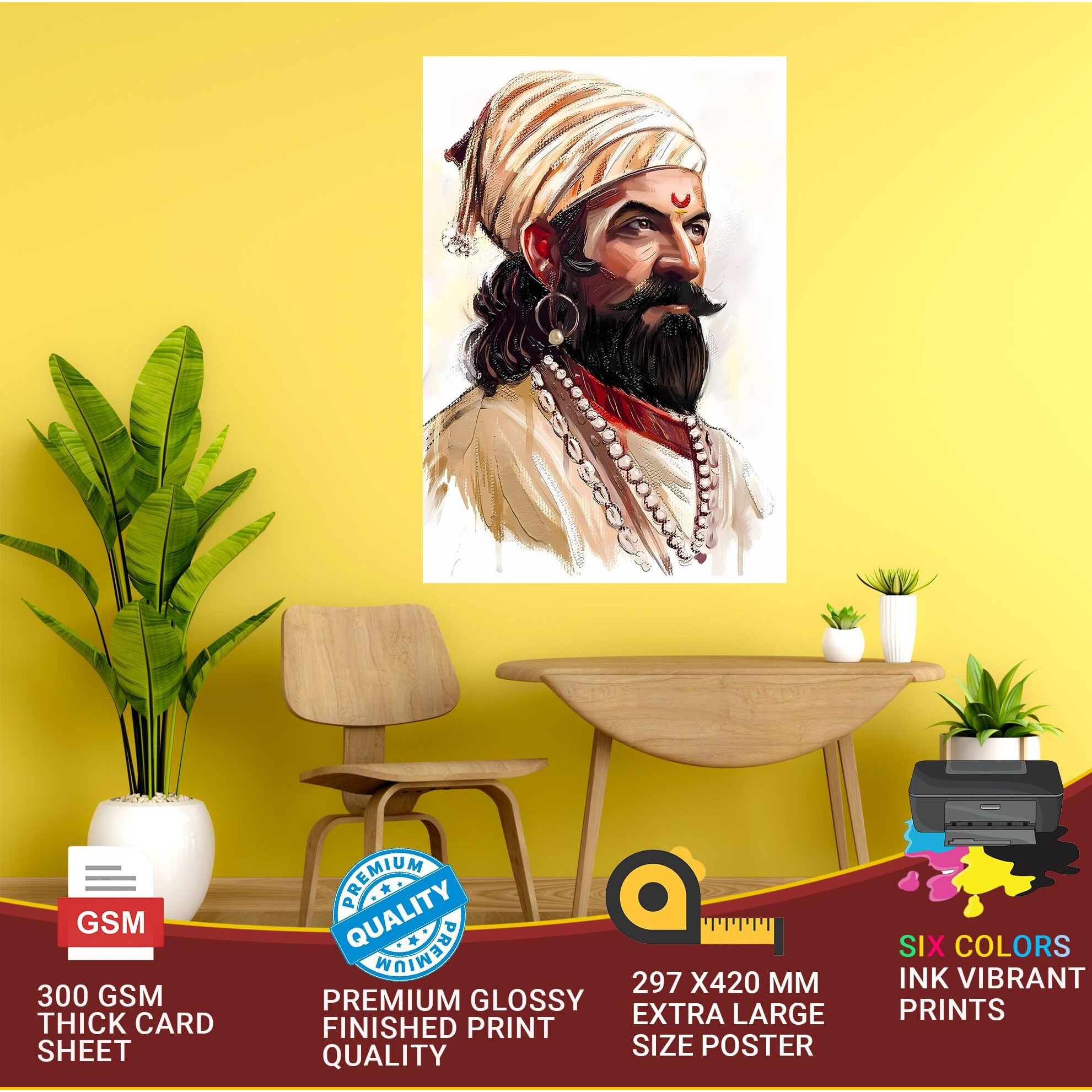 Chhatrapati Shivaji Maharaj Photo Sticker | Shivaji Maharaj Poster For Wall | Chhatrapati Shivaji Sticker For Home, Living Room