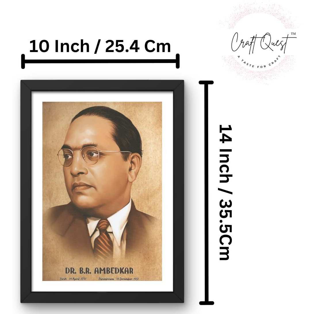 Craft Quest Uv Textured Decorative Art Print Of Indian Freedom Fighter Dr. B. R. Ambedkar With Wooden Synthetic Frame Painting Size 14 X 10 Inch,Abstract,Multicolour, Medium