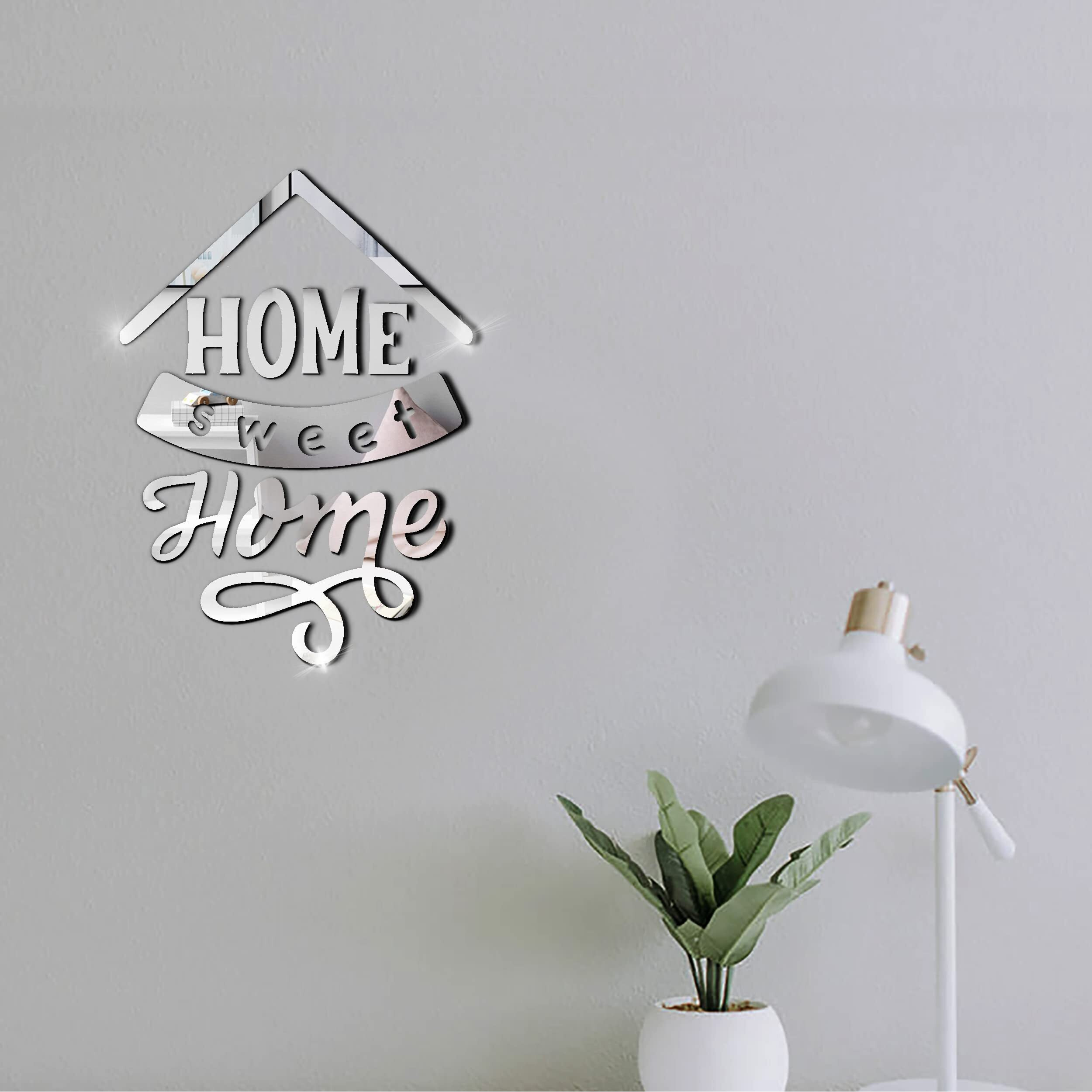 Decorcreed Home Sweet Home Silver 3D Acrylic Mirror Wall Sticker