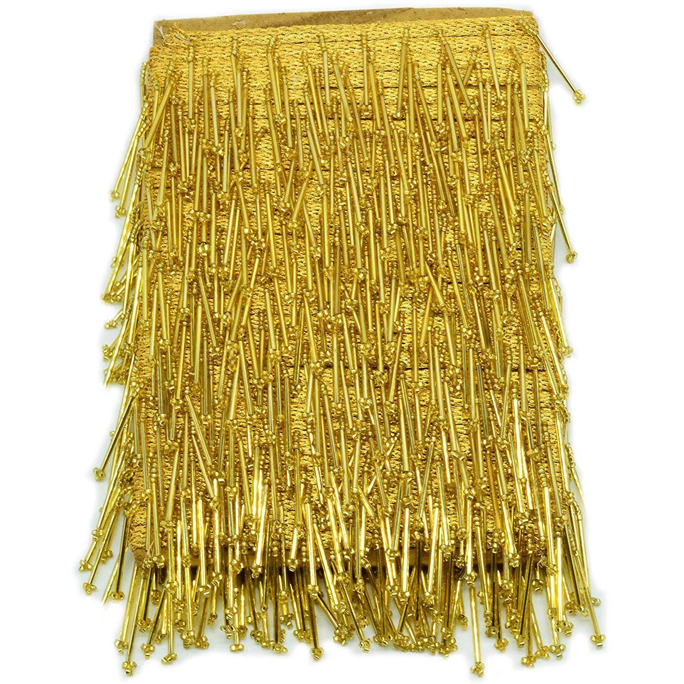 Eerafashionicing 9.5Mtr Golden Tessals Laces With 2 Pink Button For Dresses, Sarees, Lehenga, Suits, Bags, Decorations, Borders, Crafts ( Combo Laces With Button)