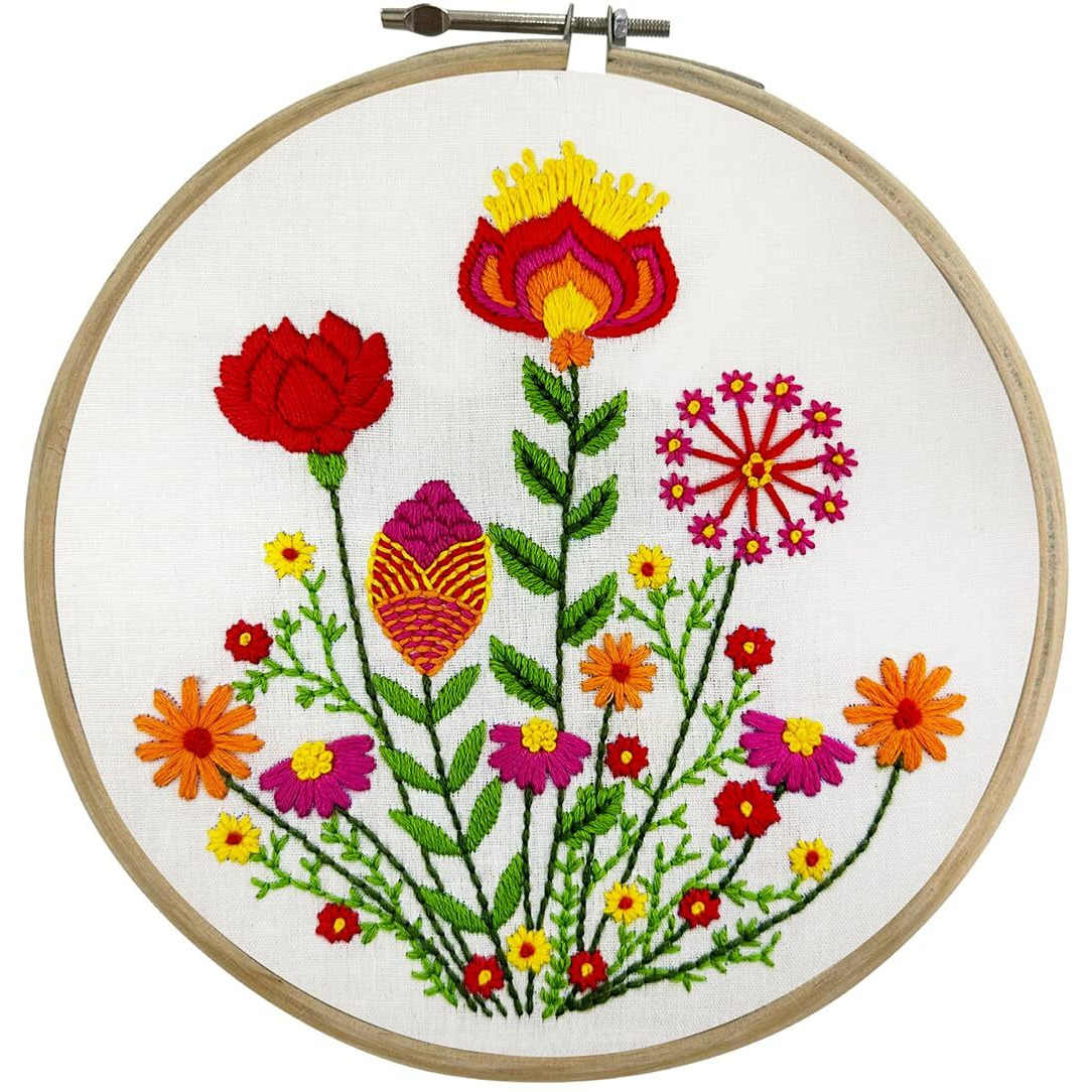 Embroiderymaterial Kit For Beginners & Kids To Learn Basic Cross Stitch Embroidery/Digital Printed Cloth Fabric, Instructions Papers, Threads & Needles All Materials Included, Multicolor