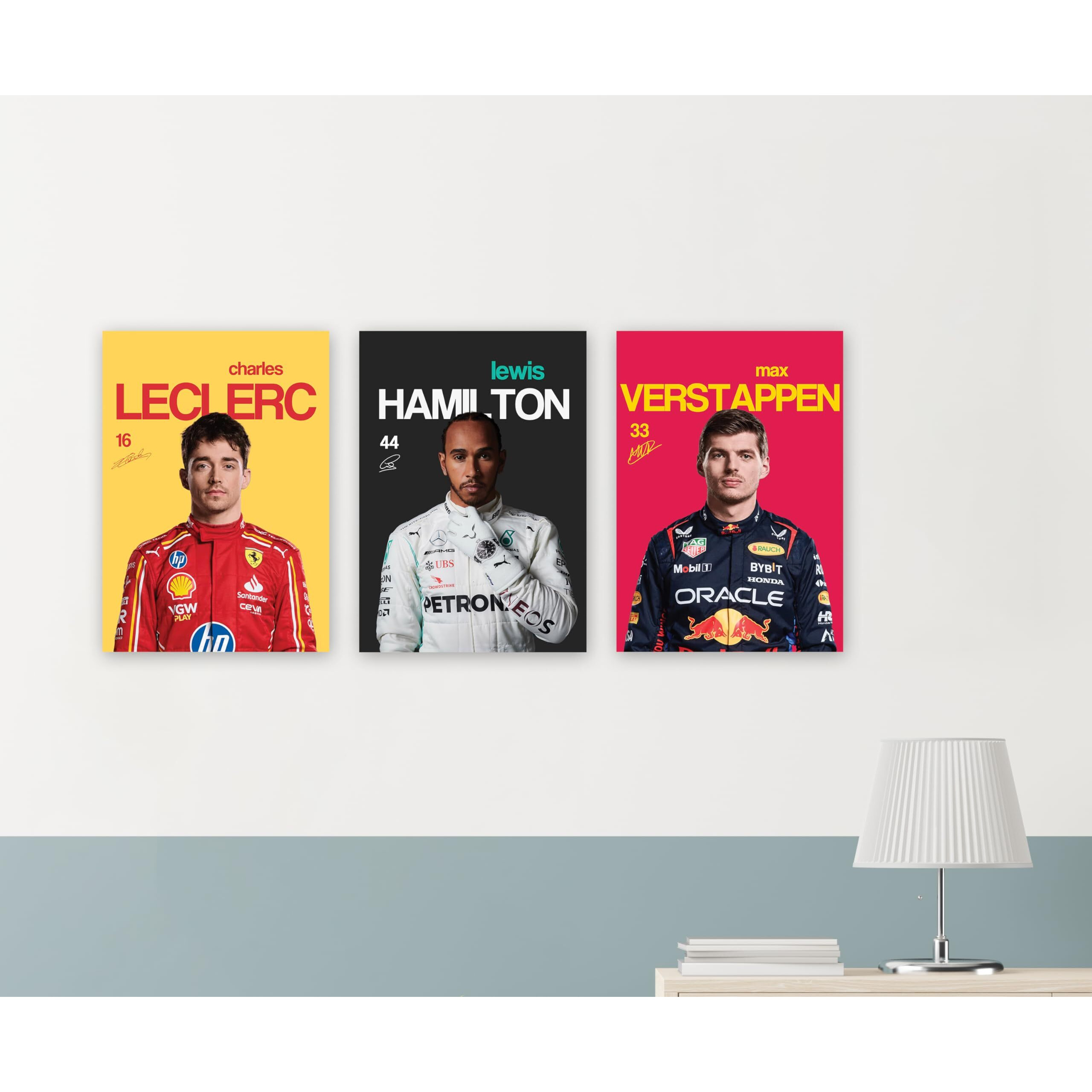 Live Mad Live Crazy (Lmlc) Formula 1 Drivers Vertical Wall Paper Poster Pack - Set Of 3, A4 Size, 9X12 Inch Unframed Art Prints - Home, Bedroom, Living Room & Decor - Aesthetic, Matte Finish