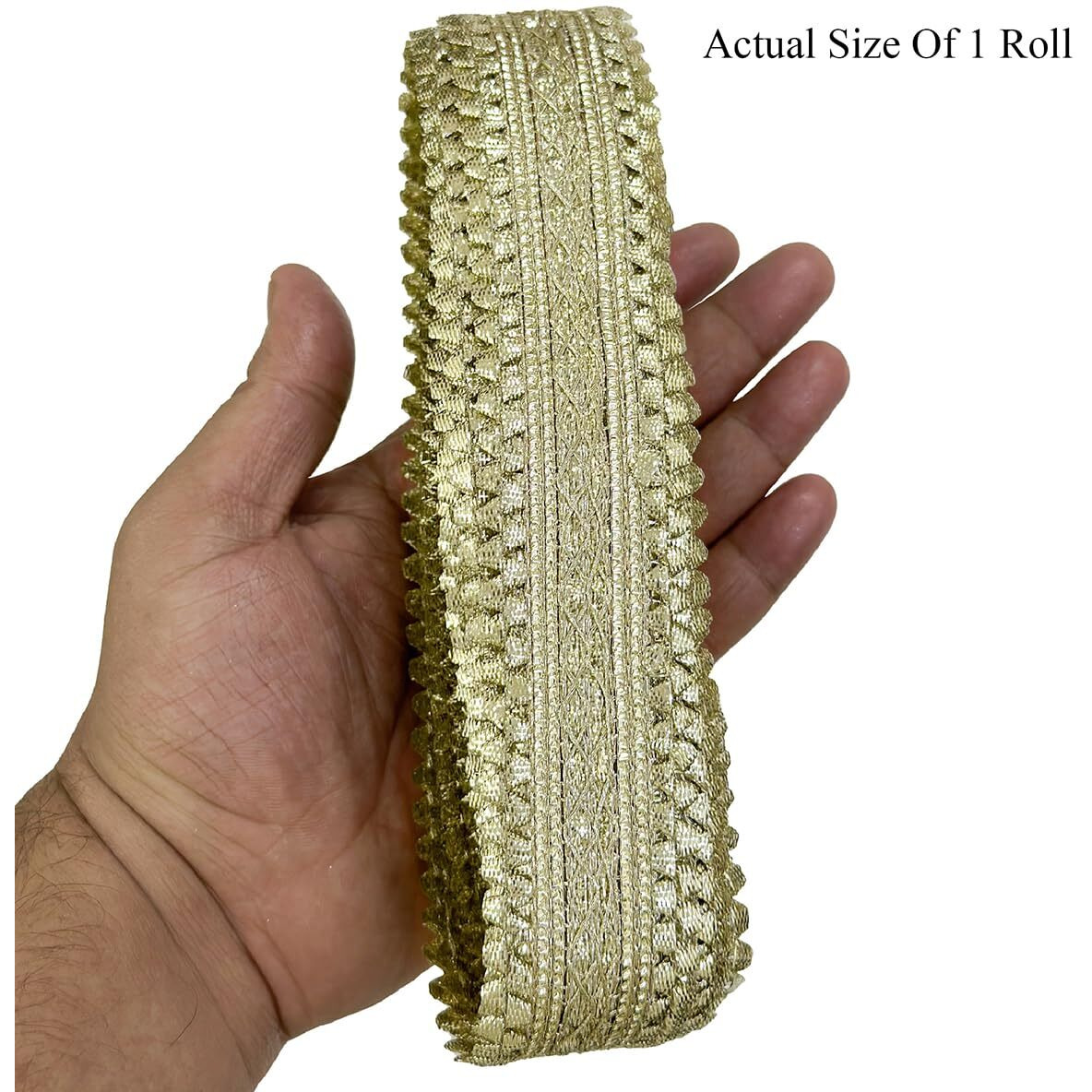 Embroiderymaterial Gotta Pati Lace Border Material For Saree, Dupatta, Bridal Dresses, Lehengas, Palazzo, Anarkali Suits, Blouses. (Light Gold, 3.5Cm Width, 8.5M/Roll)