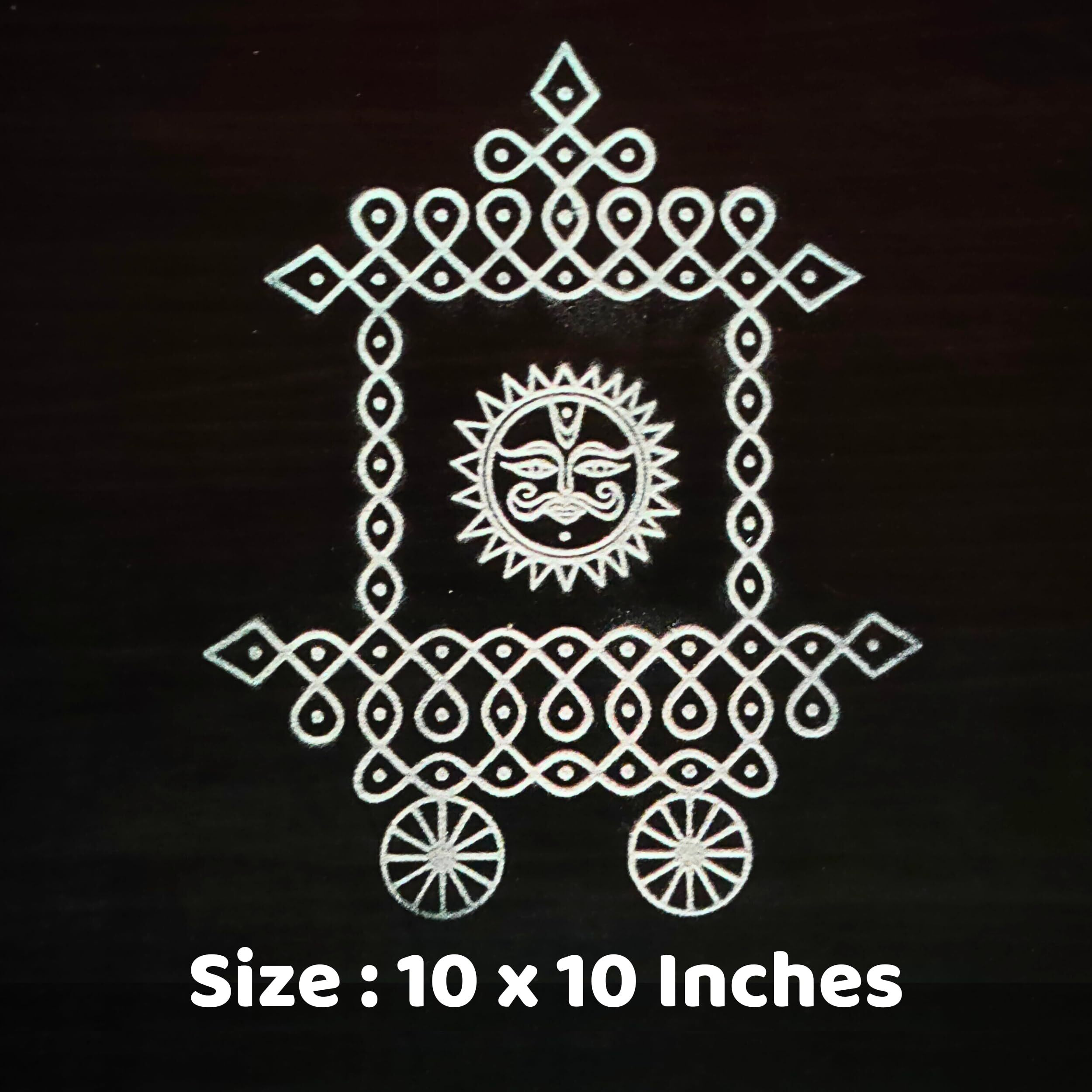 Anciently Ratham Kolam Rangoli Stencil Wooden, Rangoli Sacha Wooden, 1 Piece (10X10 Inches)