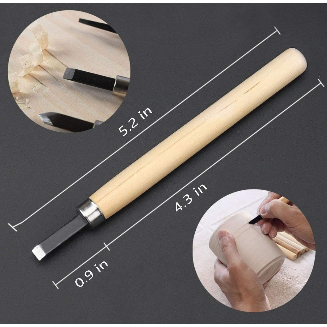 Amigozz 12Pcs Diy Wood Carving Chisel Set, Carbon Steel Woodworking Chisels, Power Grip Tools Great For Beginners & Kids