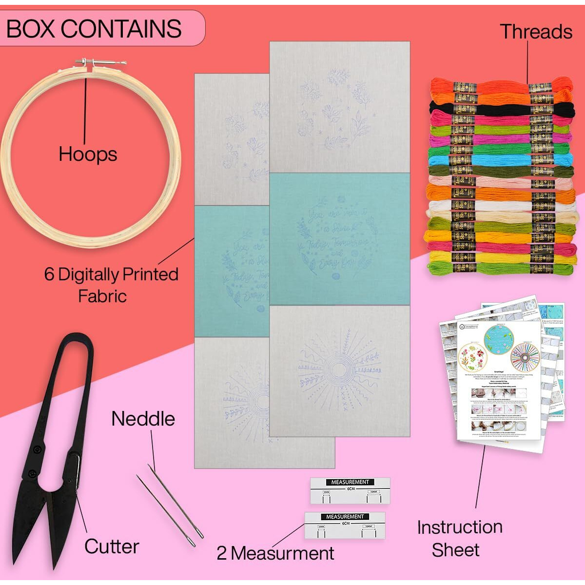 Embroiderymaterial Cross Stitch Hand Embroidery Kit For Beginners,Adult With Pattern Printed Cloth Fabric,Combo Of 3 Embroidery Designs,Instruction Paper&All Materials Included(Pack Of 3),Multicolor