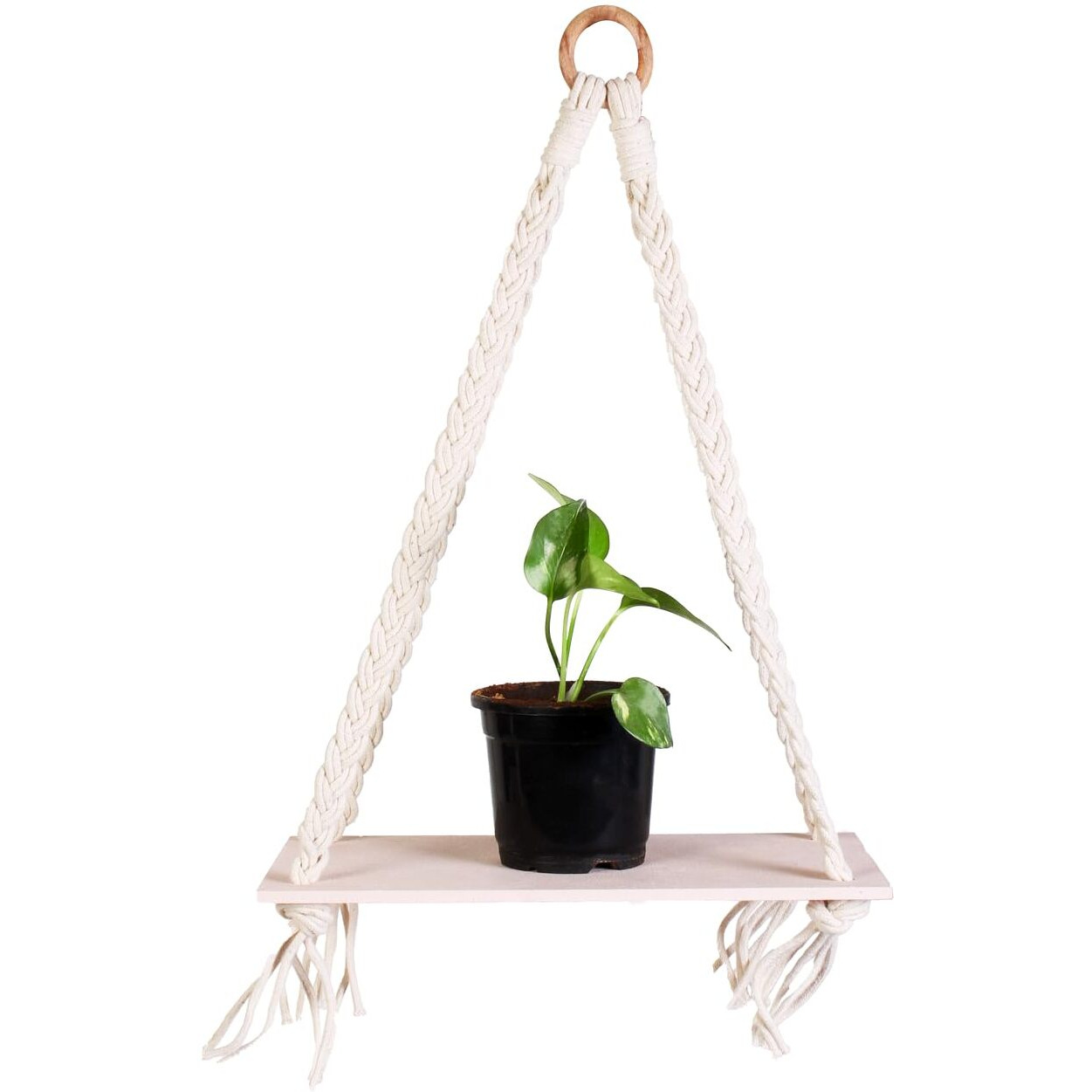 Little Birdie Diy Macrame Hanging Shelf Kit | Macrame Thread Wall Hanging Decoration Kit With Mdf Board | Home Decor Art And Craft For Plant Hangers | Learning And Fun Kit For Kids & Adults