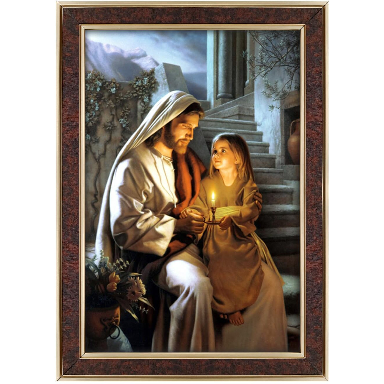 Dharvika Innovations Jesus Christ Paintings For Living Room, Jesus Christ Painting Wall Decoration, Jesus Christ Photo Frame For Wall Decoration 2320 (21X27 Inch) Brown