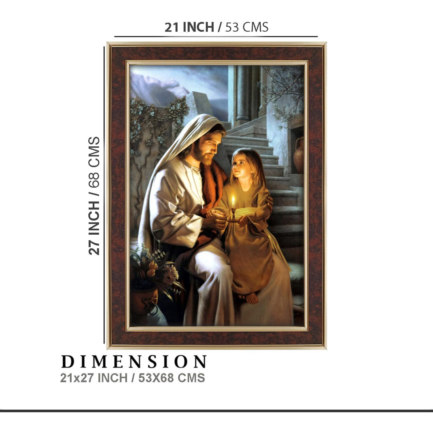 Dharvika Innovations Jesus Christ Paintings For Living Room, Jesus Christ Painting Wall Decoration, Jesus Christ Photo Frame For Wall Decoration 2320 (21X27 Inch) Brown
