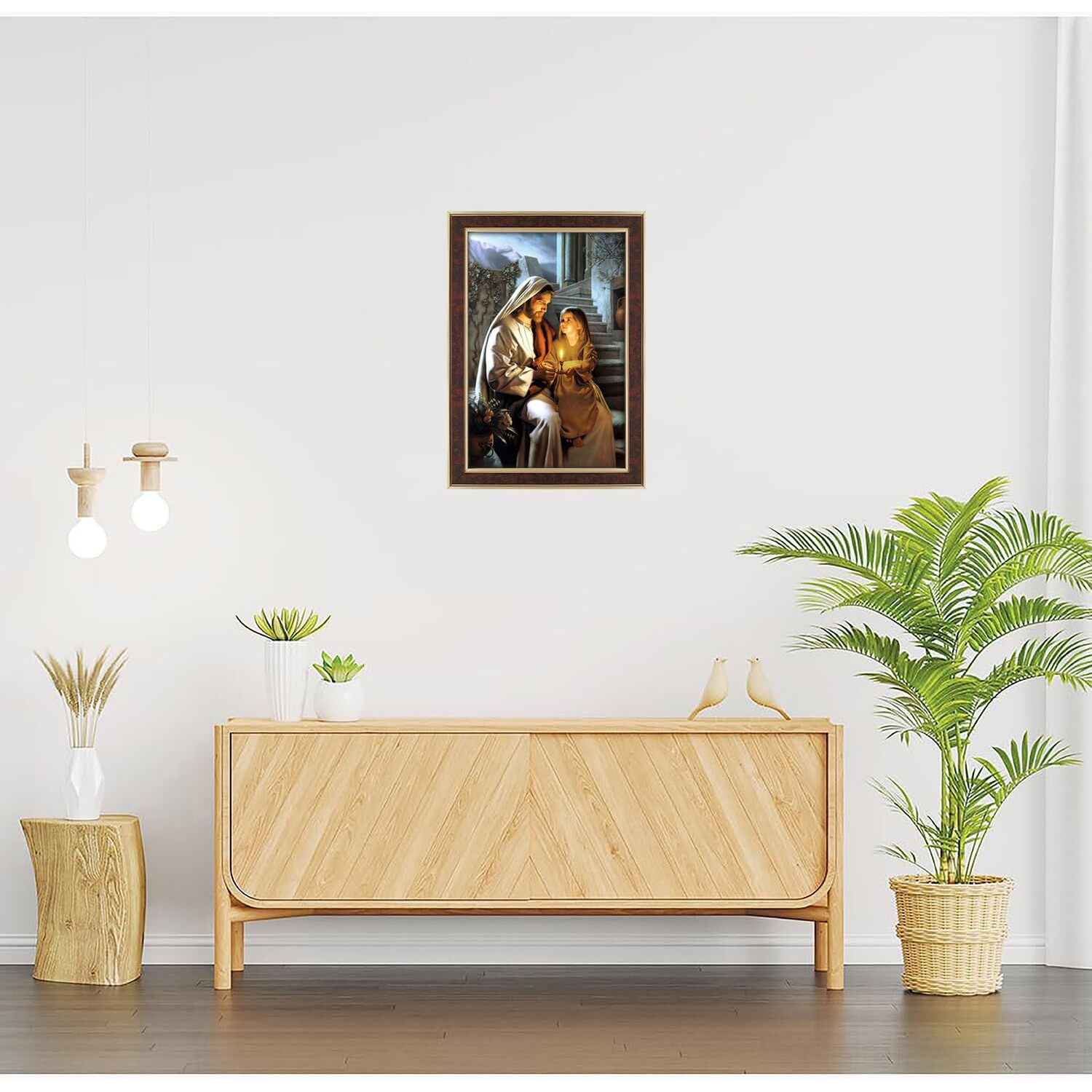 Dharvika Innovations Jesus Christ Paintings For Living Room, Jesus Christ Painting Wall Decoration, Jesus Christ Photo Frame For Wall Decoration 2320 (21X27 Inch) Brown