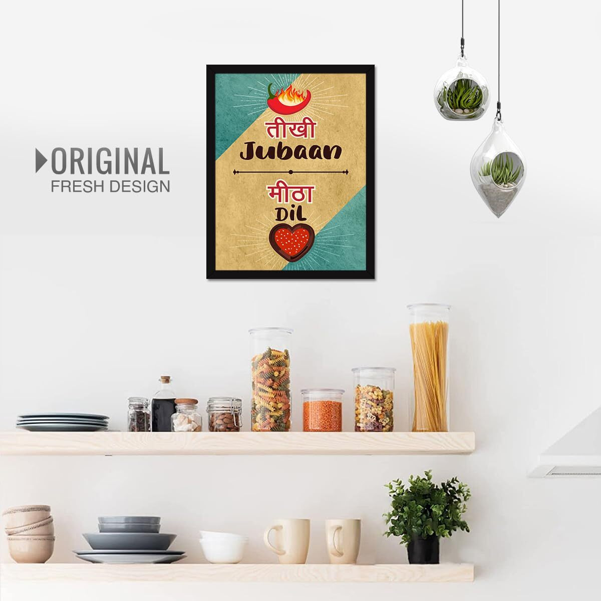 Chaka Chaundh - Restaurant Wall Decoration Items - Food Quotes Wall Decor Frames - Hindi Restaurant Wall Frames - Posters For Kitchen Decor - (14 X 11 Inches)