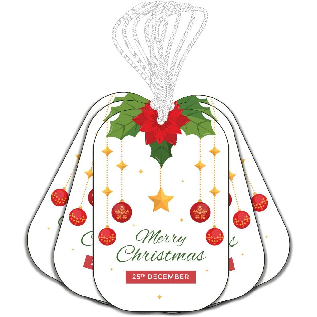 Festiko Christmas Gift Tags, Christmas Theme Gift Tags,Xmas Gift Tags Hanging Label For Diy Christmas Gift Wrap And Label Package Pack Of 42 Pcs (White & Red)