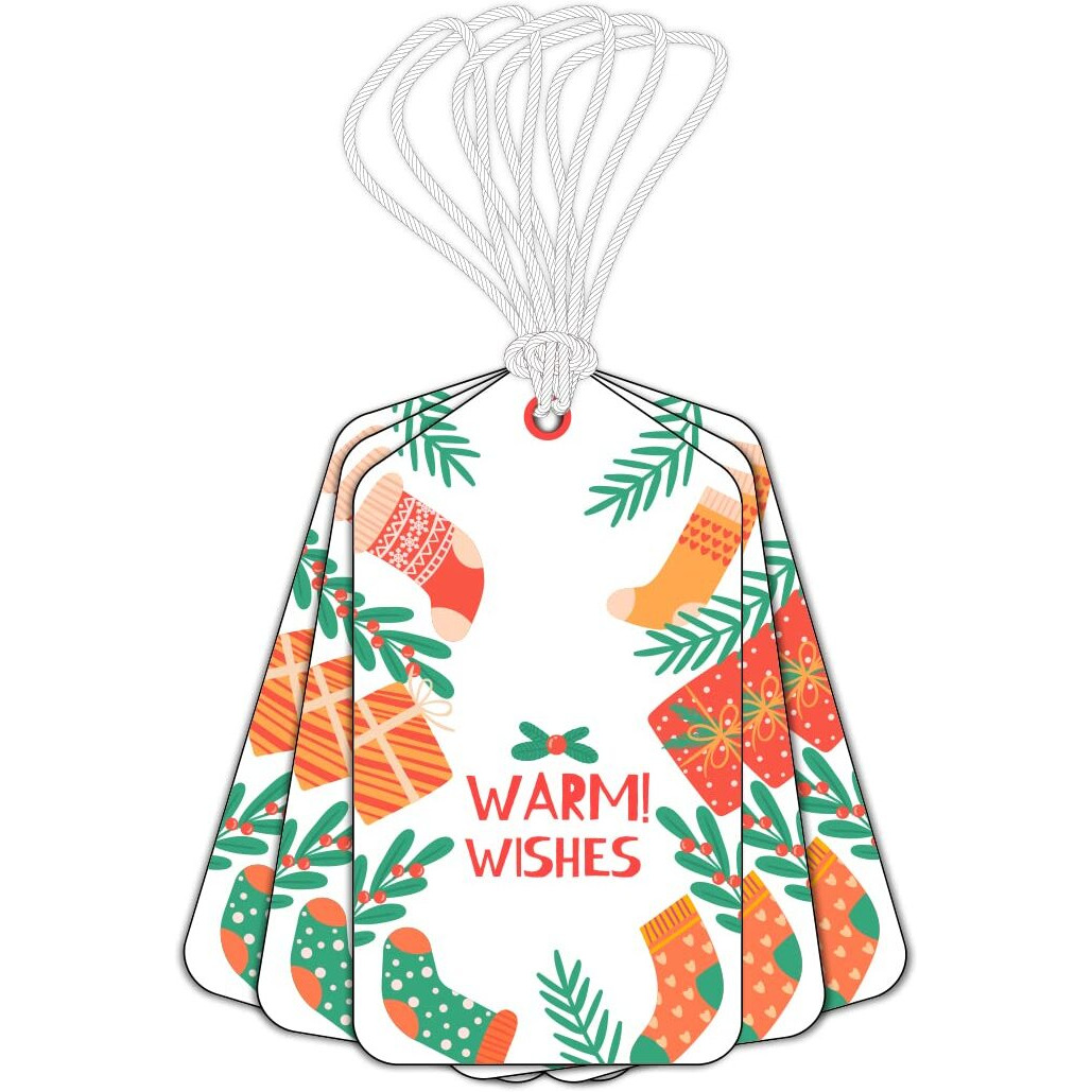 Festiko Christmas Gift Tags, Christmas Theme Gift Tags,Xmas Warm Wishes Gift Tags Hanging Label For Diy Christmas Gift Wrap And Label Package Pack Of 36 Pcs (Multicolor)