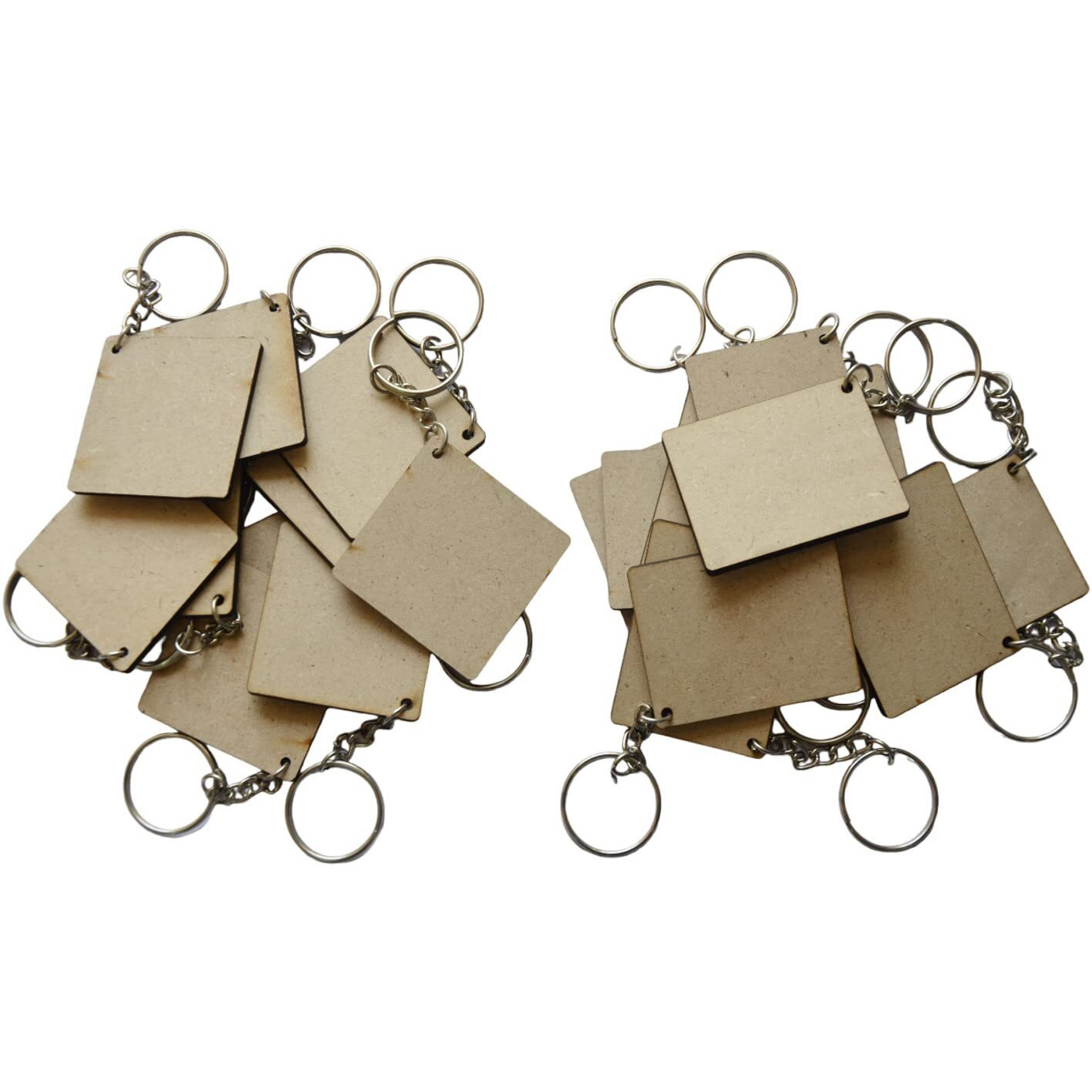 Maitri Pack Of 50 (25Rectangle & 25Square) 2 Shape Key Chains With Ring (50 X 50) Mm | Mdf Art And Craft With Smooth Surface | Mandala Art Mdf Board Suitable For Decoupage