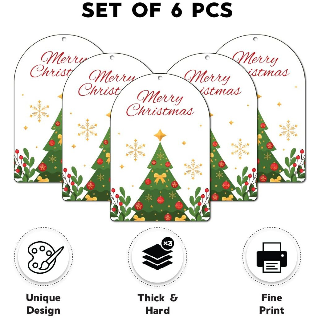 Festiko Tags, Xmas Gift Tags Hanging Label For Diy Wrap And Label Package, Pack Of 6 Pcs (White)