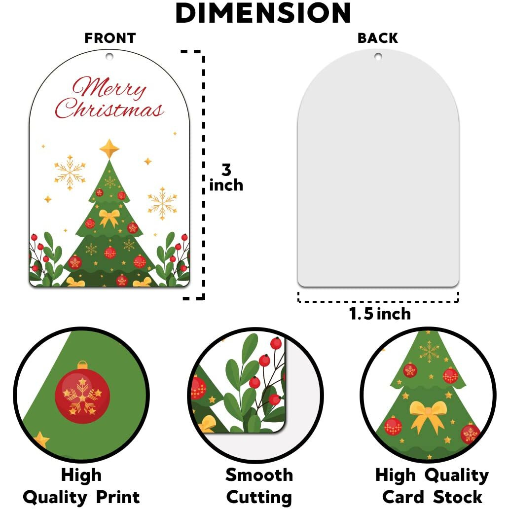Festiko Tags, Xmas Gift Tags Hanging Label For Diy Wrap And Label Package, Pack Of 6 Pcs (White)