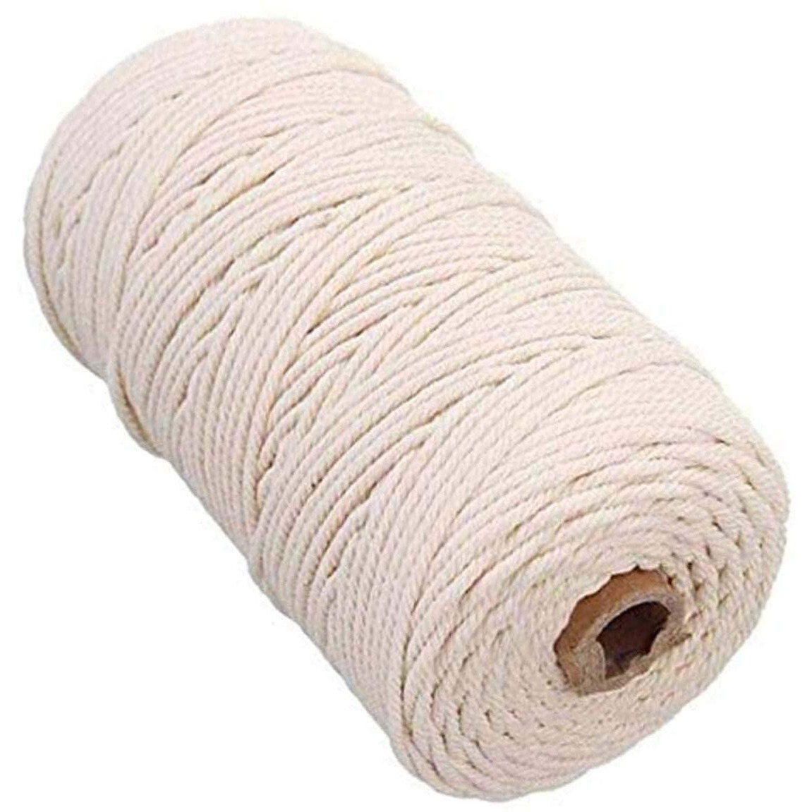 Diy Crafts Pack Of 2 Pcs, Off-White-Ivory, Durable 2Mm Cotton Macrame Rope Natural Beige Twisted Cord Artisan Cord (Pack Of 2 Pcs, Off-White-Ivory)