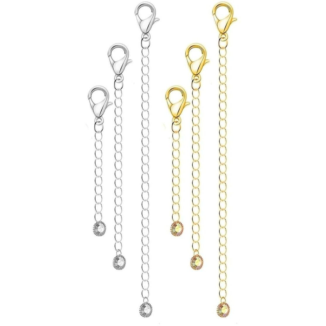 Vama Adjustable Jewellery Extender Chain Bracelet Necklace Anklet Payal Waist Chain Removable Extension Chains For Jewelry Making - 3 Pcs Of Tail Chains (7,12,18 Cm)