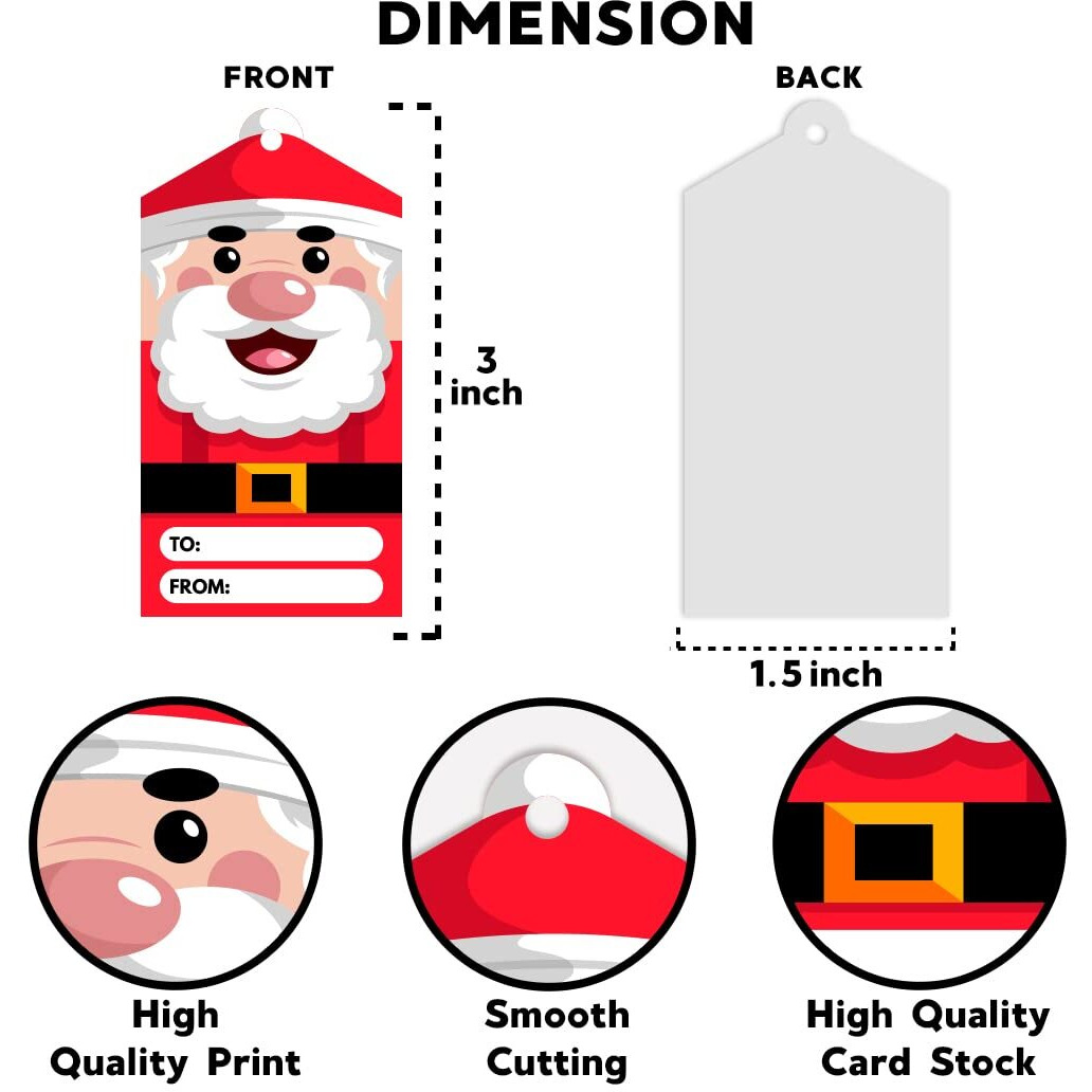 Festiko Christmas Gift Tags, Christmas Theme Gift Tags,Xmas Santa Gift Tags Hanging Label For Diy Christmas Gift Wrap And Label Package Pack Of 48 Pcs