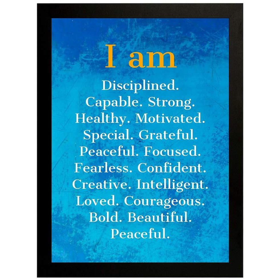 Interio Crafts Self Positive Affirmations Motivational Posters With Frame For Home Wall Decor - Blue (Frame Size 13&quotX10" Inches)