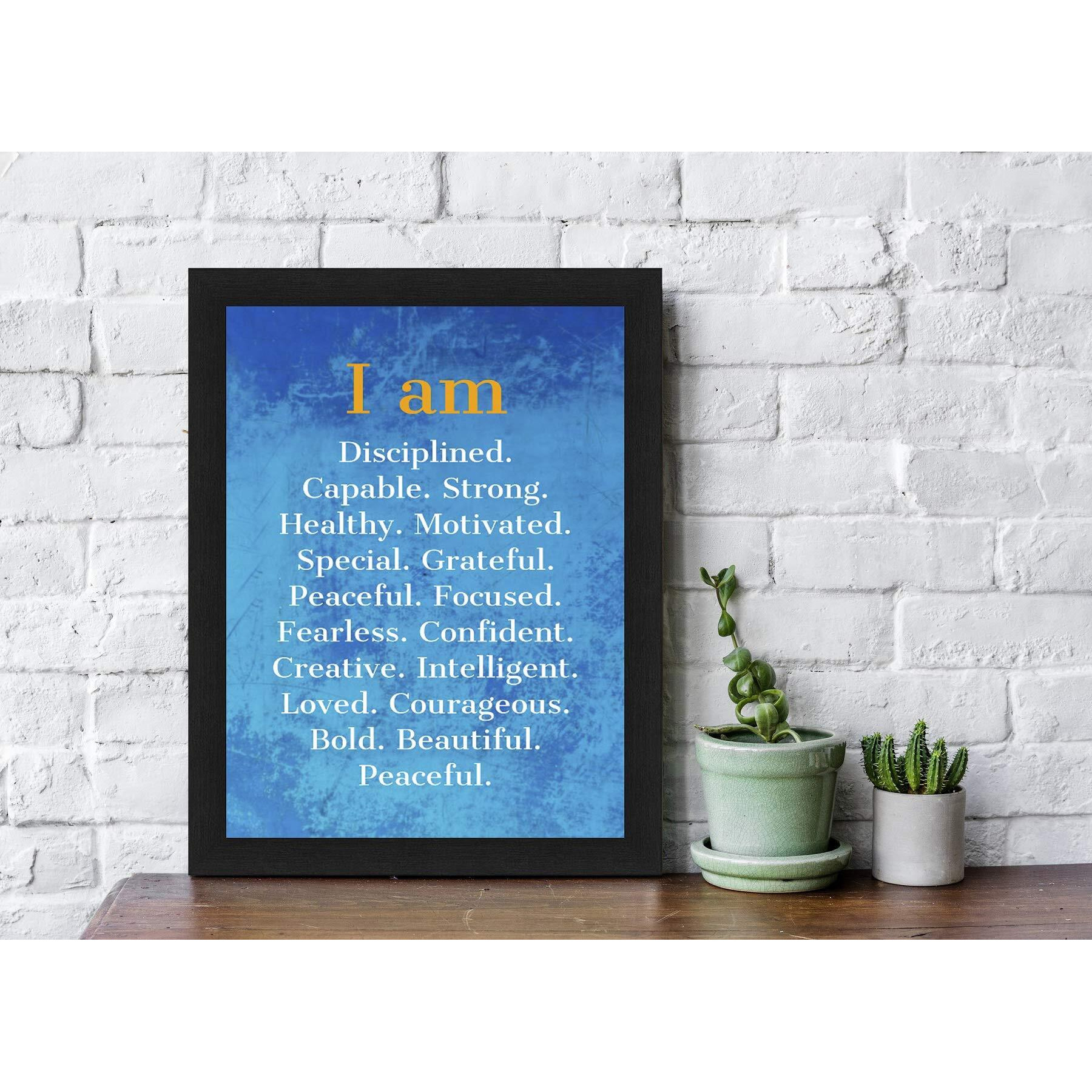 Interio Crafts Self Positive Affirmations Motivational Posters With Frame For Home Wall Decor - Blue (Frame Size 13&quotX10" Inches)