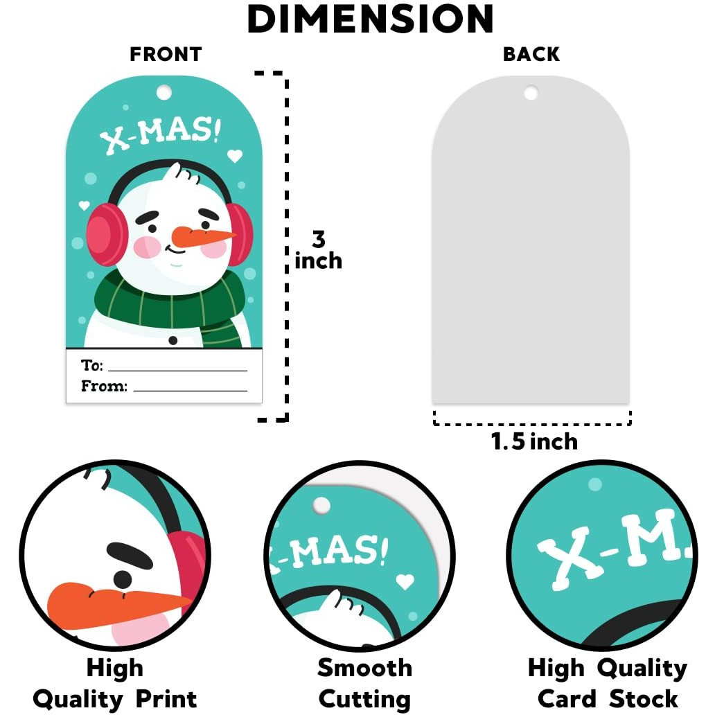 Festiko Christmas Gift Tags, Christmas Theme Gift Tags,Xmas Snowman Gift Tags Hanging Label For Diy Christmas Gift Wrap And Label Package Pack Of 36 Pcs