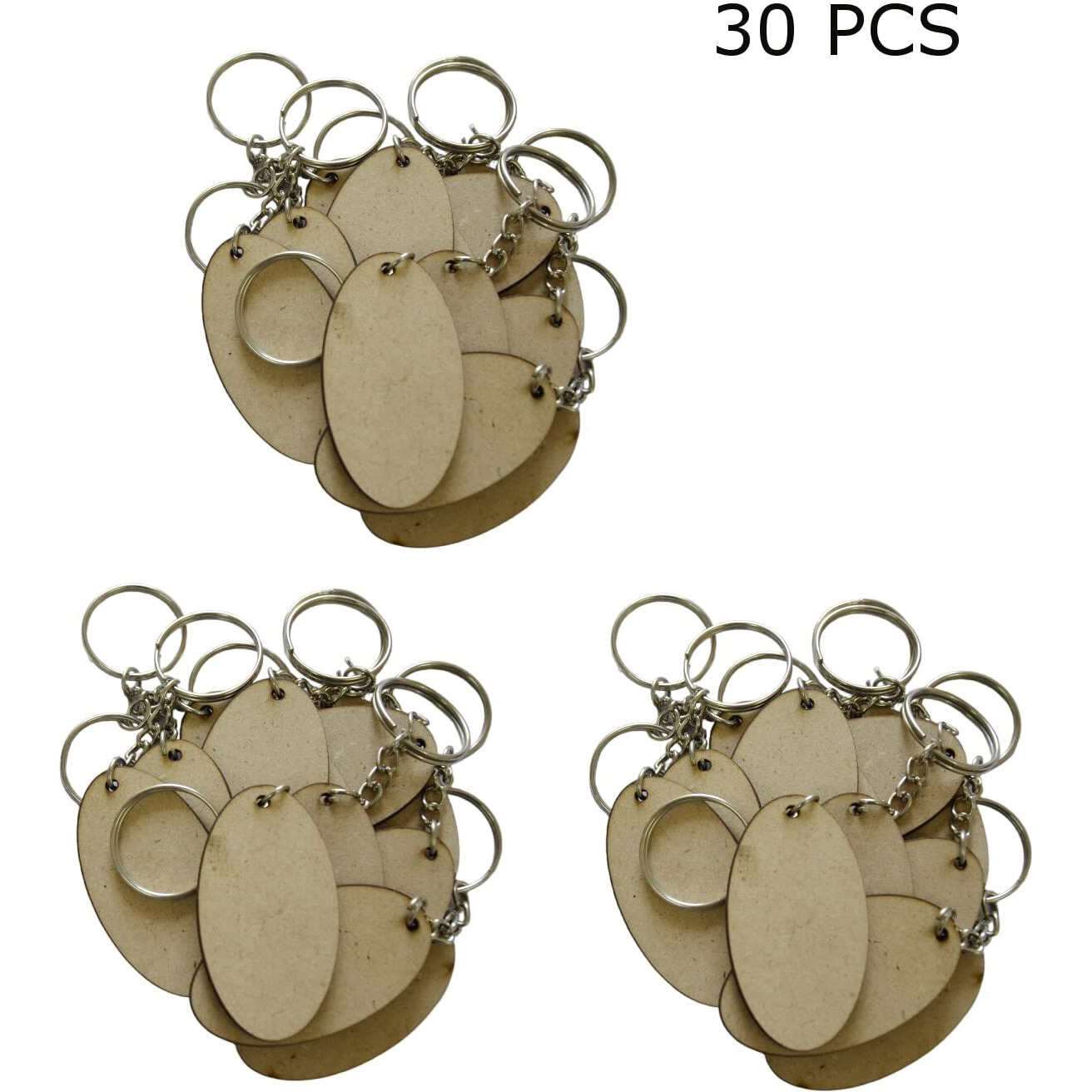 Maitri 30 Pcs Oval Shape Key Chains With Ring (50 X 50) Mm | Mandala Art Mdf Board | Mdf Cutouts For Art And Craft With Smooth Surface | It Is Suitable For All Type Of Craft And Painting Activities