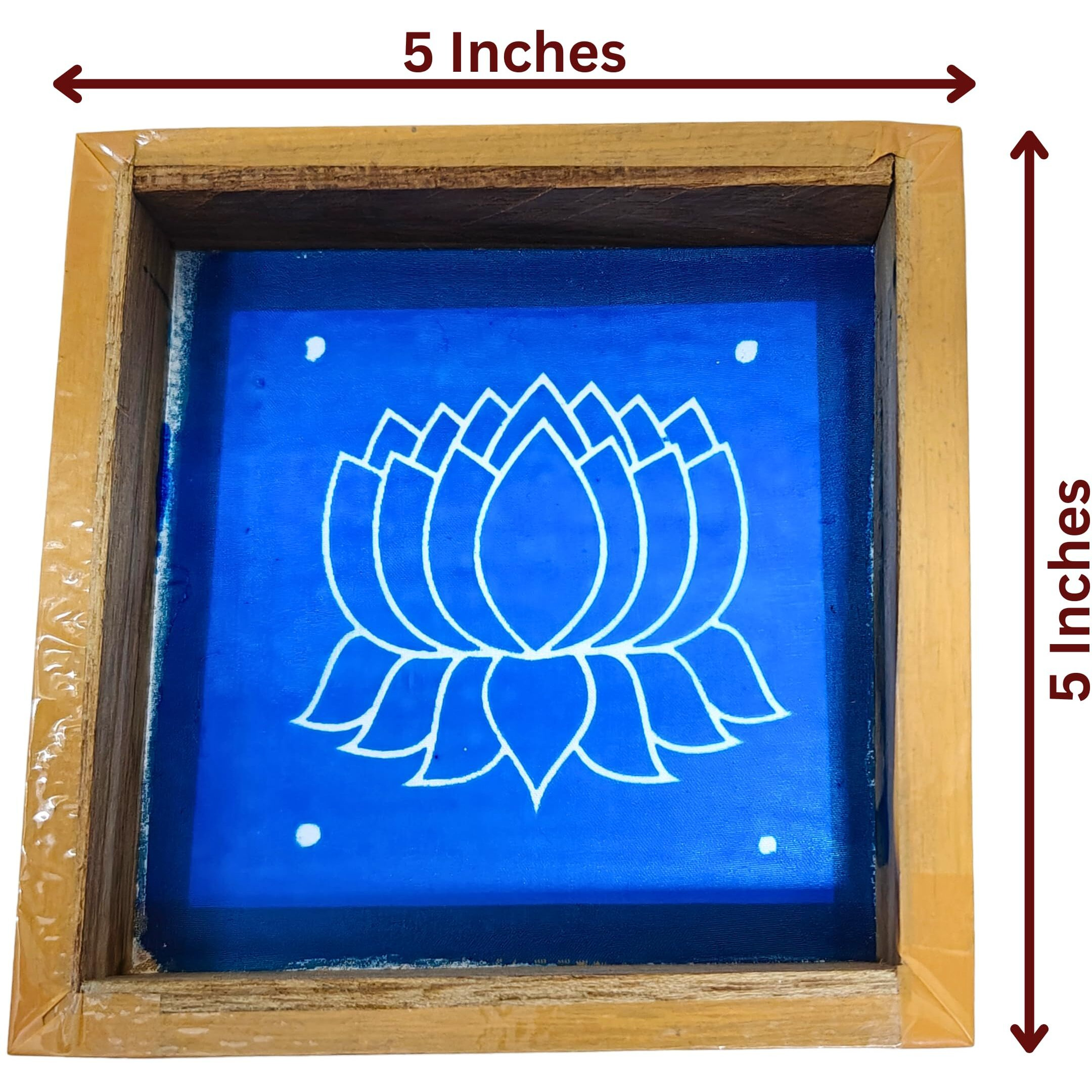 Anciently Lotus Flower Rangoli Stencil Wooden, Rangoli Sacha Wooden, 1 Piece (5X5 Inches)