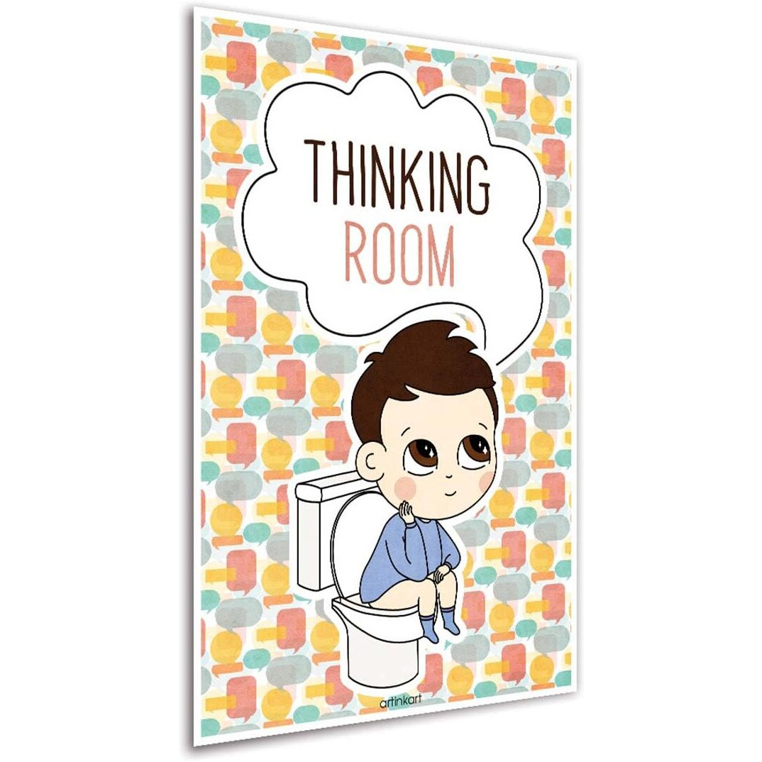 Artinkart- Thinking Room Cute Wall Dcor, Washroom Posters, Funny Posters For Bathroom, Toilet Wall Decor (Paper, 12X18 Inch, Multicolor, Unframed)