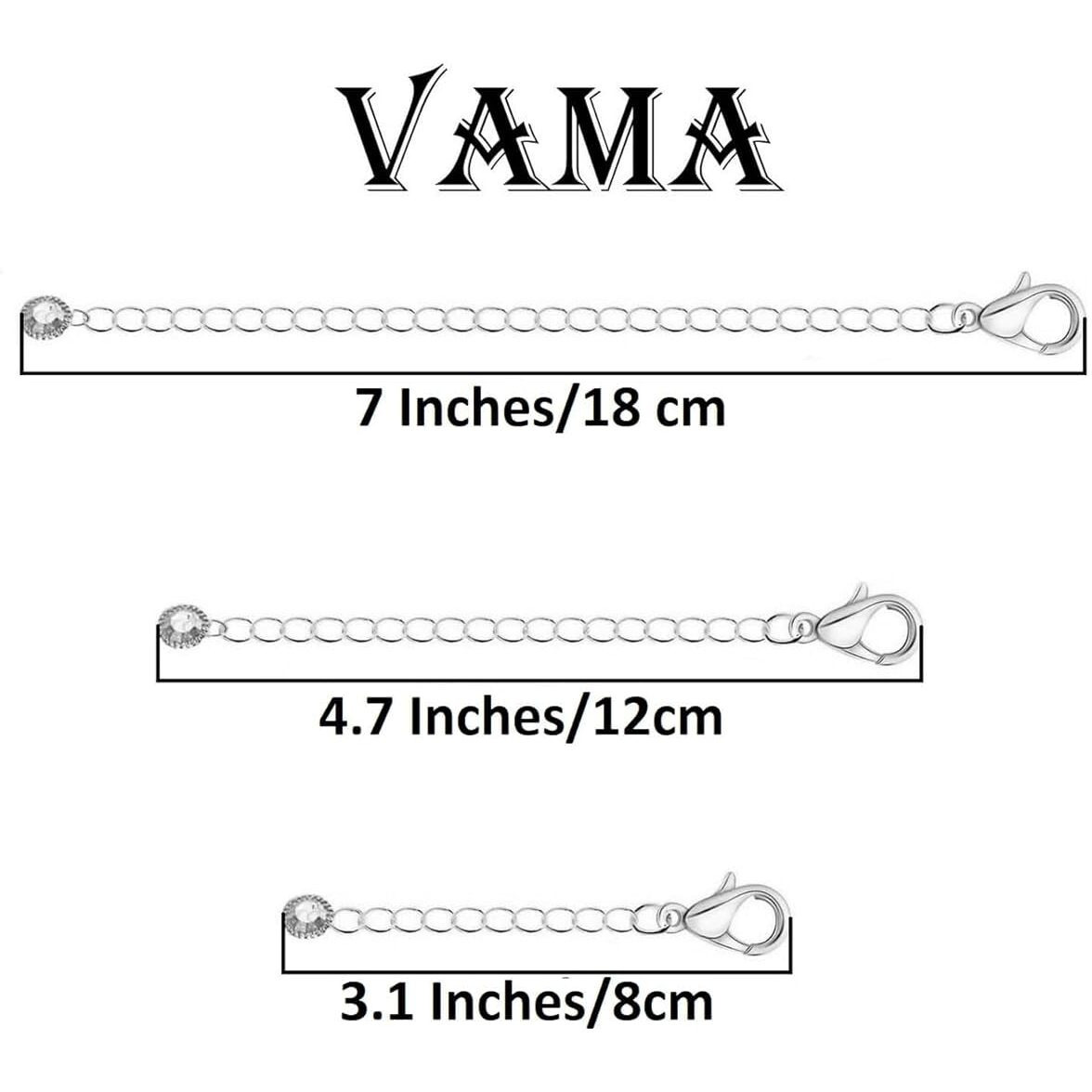 Vama Adjustable Jewellery Extender Chain Necklace Bracelet Anklet Payal Waist Chain Removable Extension Chains For Jewelry Making - 3 Pcs Of Tail Chains (7,12,18 Cm)