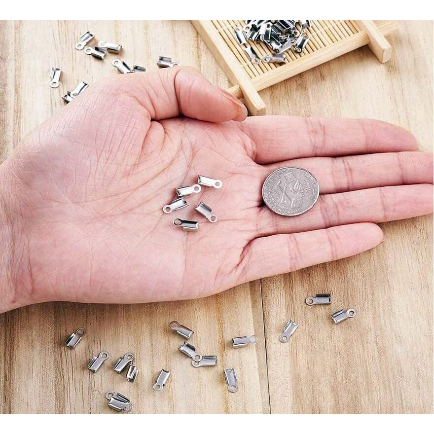Diy Crafts 20X End Crimp 5X Necklace, Antique Silver, 5 Pcs Neclace Fold Over Crimp Cord Ends Fold Over Cord Ends Leather Ribbon Ending Clasp Tips En (20X End Crimp 5X Necklace, Antique Silver)