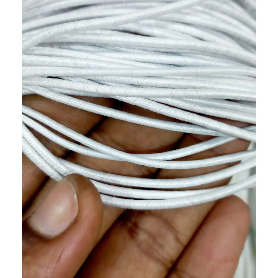 Omx White Elastic Cord Strap, Round Stretchy Ear Loop Strap For Comfortable Ear Tie, Elastic Rope For Crafts Diy Sewing Mask Making (1.5Mm, 50 Mtr)