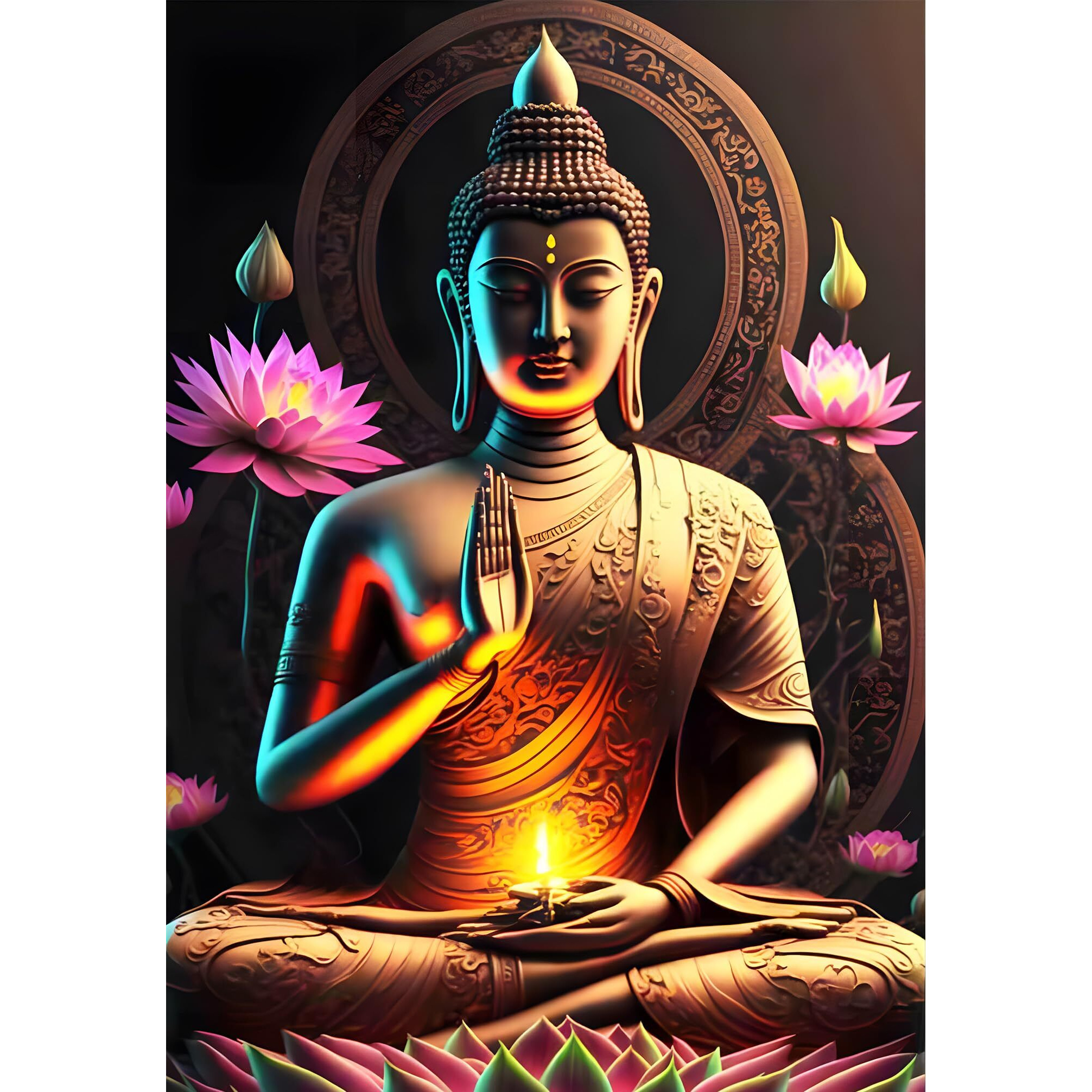 Buddha Posters For Living Room | Yoga Buddha Sticker For Study Room | Buddha Poster Golden | Large Buddha Stickers For Wall, Room, Home, Office Decoration