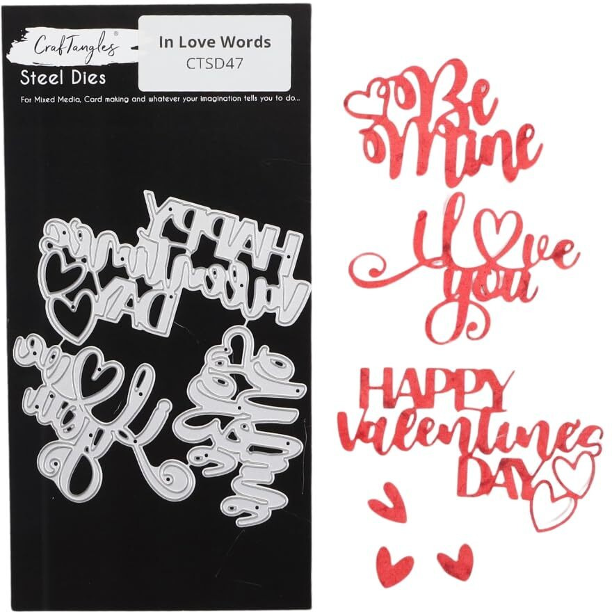 Craftangles Steel Dies - In Love Words Or Sentiments (Set Of 3 Dies)