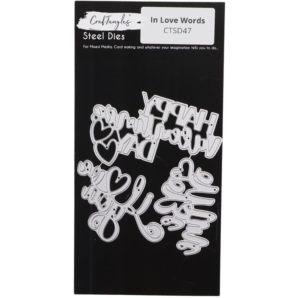 Craftangles Steel Dies - In Love Words Or Sentiments (Set Of 3 Dies)