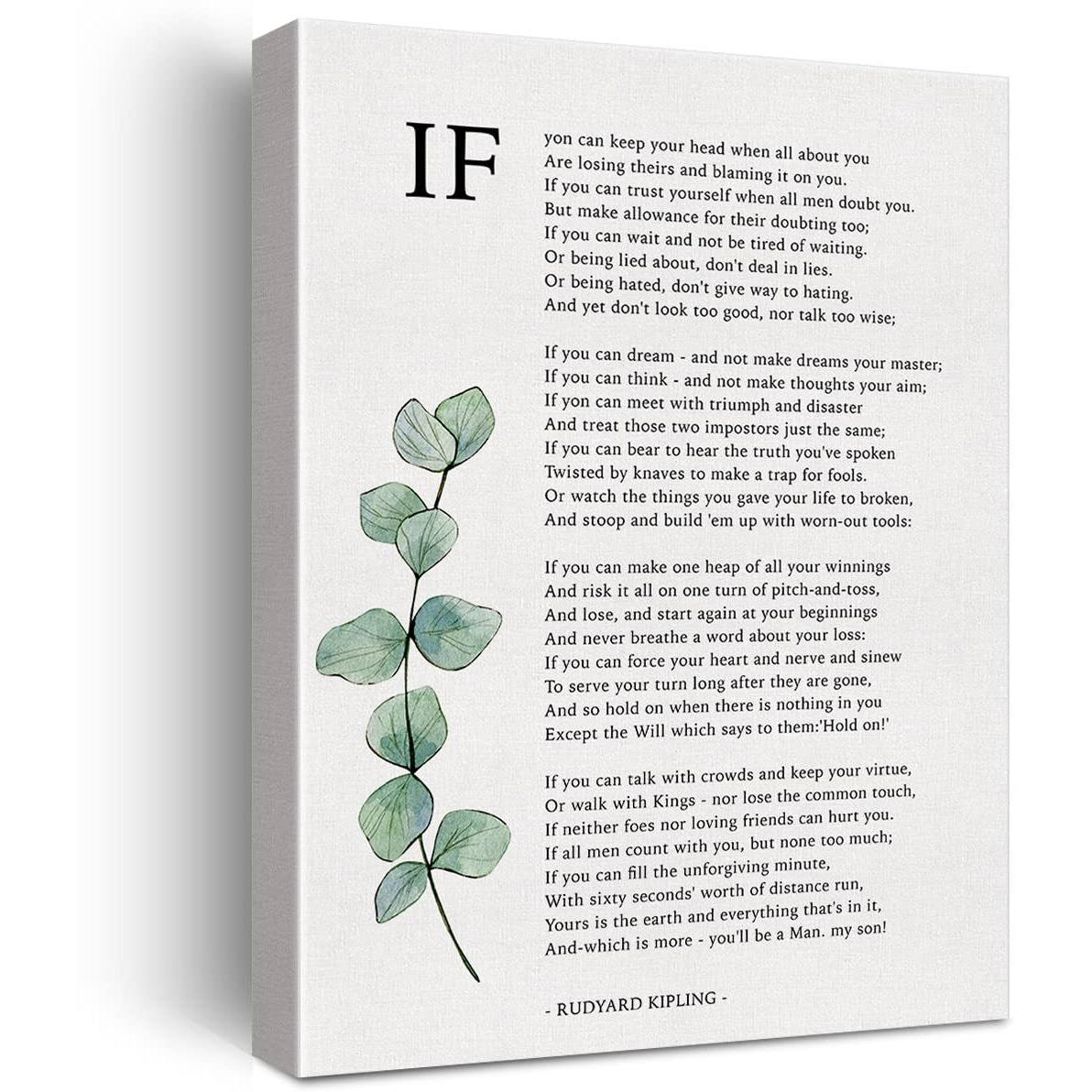 Lexsivo Inspirational If Print Canvas Wall Art Home Office Decor Poetry If Painting 12X15 Canvas Poster Framed Ready To Hang