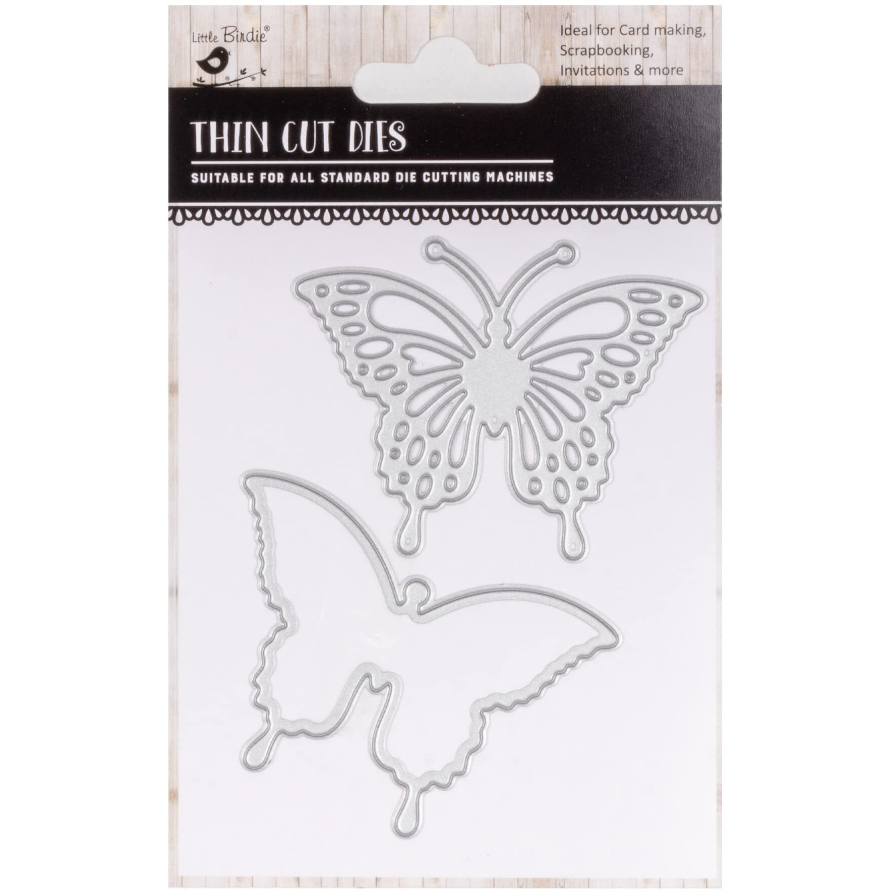 Little Birdie Thin Cut Dies Beauteous Butterflies Design|Diy Scrapbooking & Card Making |Perfect For Using With Cardstock, Glitter Foam & Handmade Papers |Set Of 2Pc S