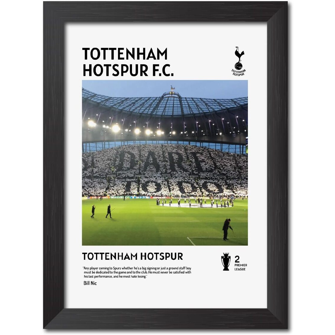 Tenorarts Tottenham Hotspur 3D Textured Logo Laminated Posters Framed Paintings With Matt Black Frames (12 Inches X 9Inches) (Spurs Stadium)
