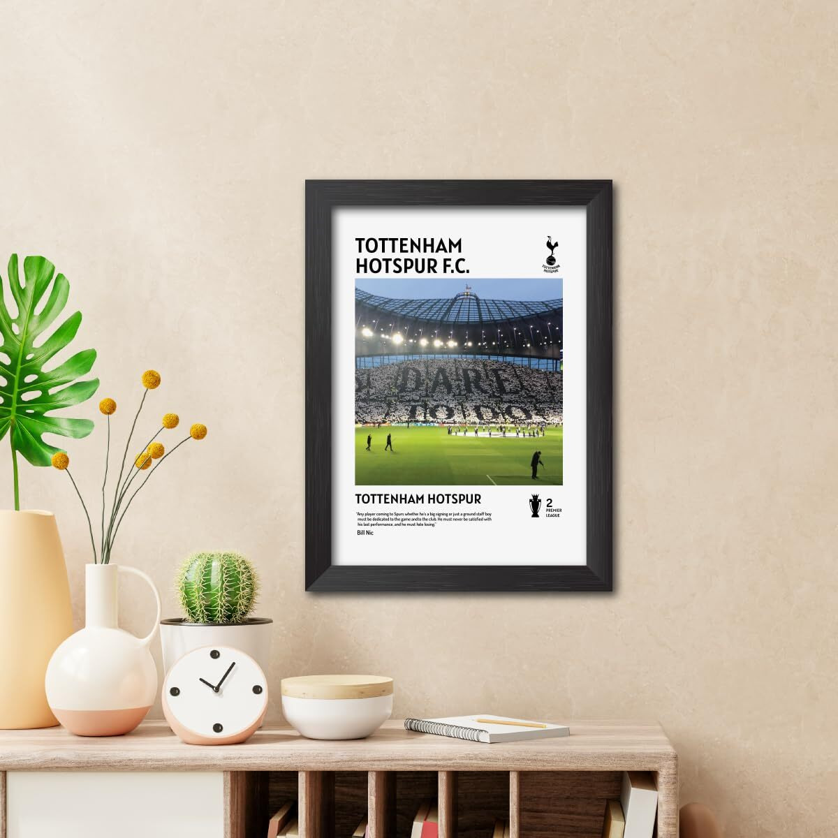 Tenorarts Tottenham Hotspur 3D Textured Logo Laminated Posters Framed Paintings With Matt Black Frames (12 Inches X 9Inches) (Spurs Stadium)