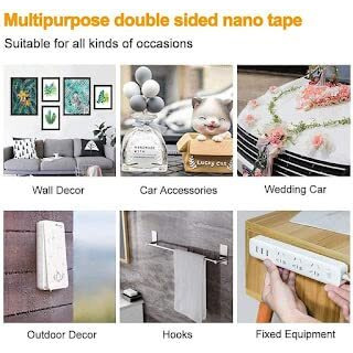 Ph Brother3 Meter Multipurpose Double Sided Tape Heavy Duty - Adhesive Silicone Tape, Heat Resistant, Multi-Functional, Removable, Washable, Reusable Anti-Slip Gel Nano Grip Tape