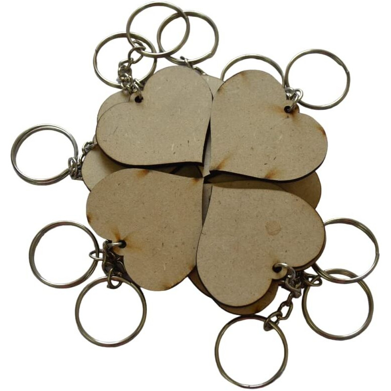 Maitri 40 Pcs Heart Shape Key Chains With Ring (50 X 50) Mm | Mandala Art Mdf Board Suitable For Decoupage | Mdf Art And Craft | It Is Suitable For All Type Of Craft And Painting Activities