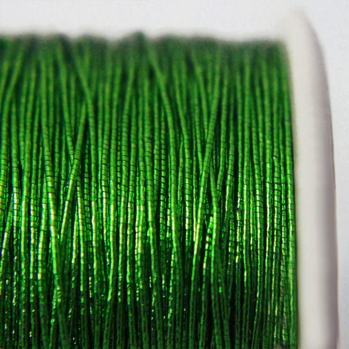 Embroiderymaterial 0.5Mm Badla Zari Metallic Threads For Craft, Embroidery And Jewellery Making (3 Roll, Emerald Green)