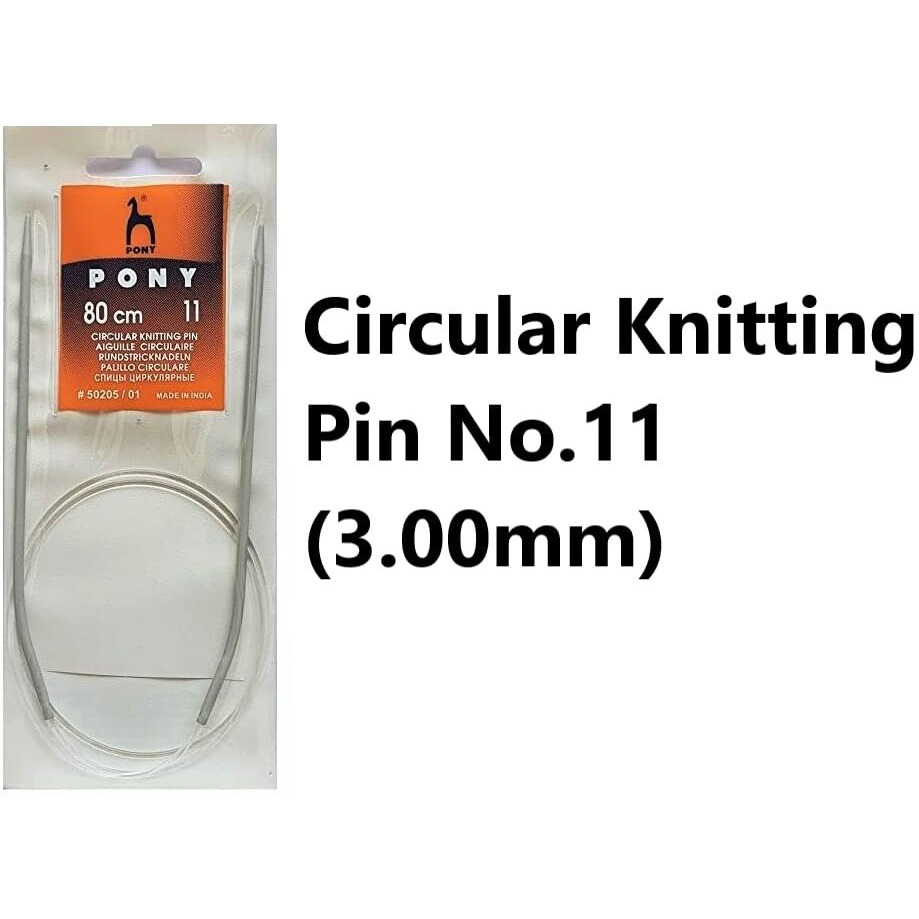Ginroo Single Point Round Knob Aluminium Cold Headed Knitting Pins/Knitting Needles (Size No. 6 To 12) Set Of 7 And Circular Knitting Pin No.11 (80Cm)