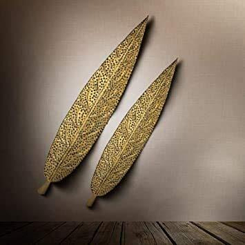 Kokomoon Metal Iron (Mini Hem Leaf S2) Decorative Wall Art/Sculpture For Home Living Room/Bedroom/Hotels/Office/Caf Etc. Size (23 * 1 * 4.5 Inch - Multicolor)