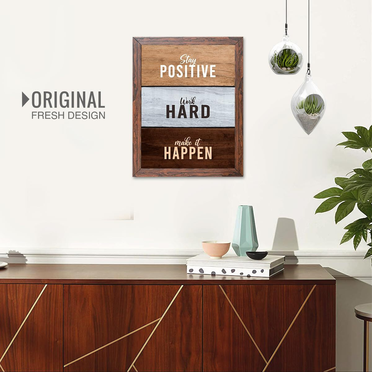 Chaka Chaundh - Stay Positive Work Hard Make It Happen Wall Dcor Poster - (14 X 11 Inches) Motivational Quotes Wall Frame Poster,Quotes For Student, Office, Entrepreneur.