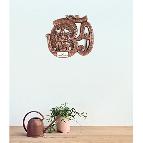 Collectible India Lord Ganesha On Om Metal Wall Hanging Sculpture God Ganesh Om Idol Home Decor Ganpati Lucky Feng Shui Decorative Wall Mask