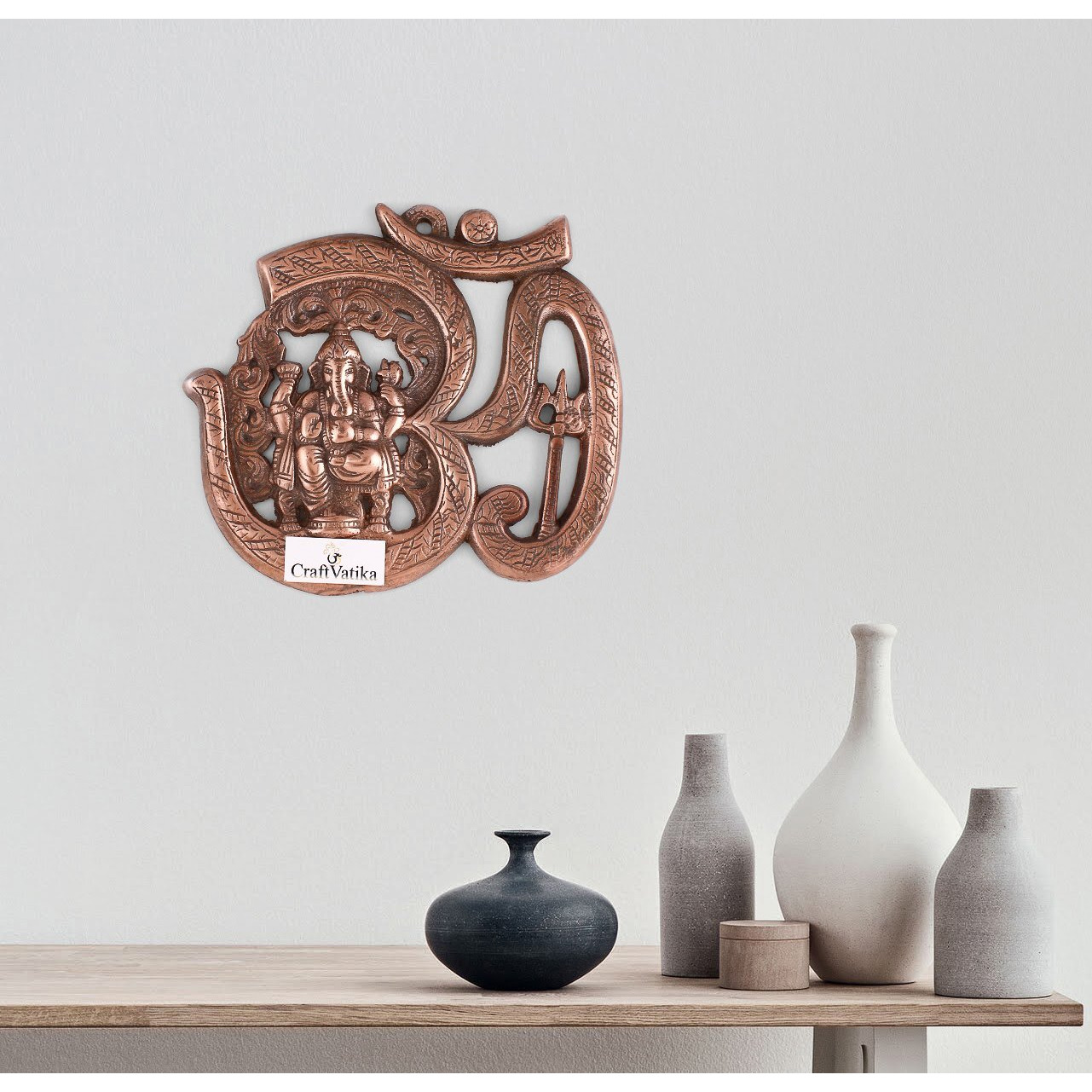 Collectible India Lord Ganesha On Om Metal Wall Hanging Sculpture God Ganesh Om Idol Home Decor Ganpati Lucky Feng Shui Decorative Wall Mask