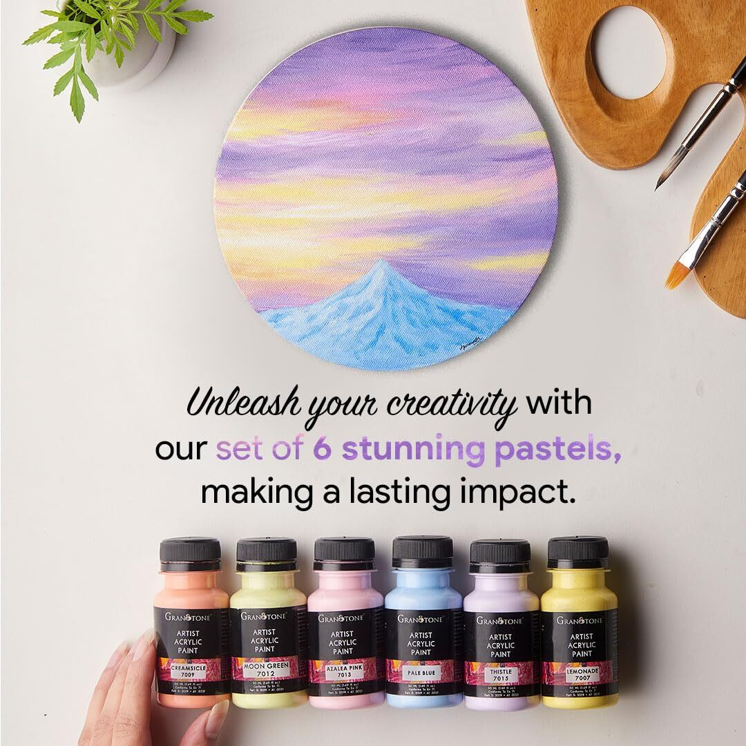 Granotone Pastel Acrylic Paint Set - 6 Beautiful Colors, 50 Ml Each - Perfect For Artists And Crafters - Multicolor
