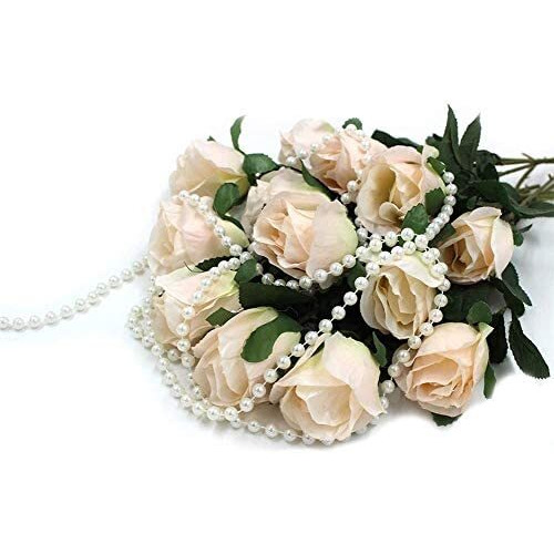 Satyam Kraft 8 Mm Pearl Bead Ball Chain (10 Meter) For Ganpati Decoration Items,Diys,Jewelry,Hanging Backdrop For Home Mandir Decor,Embellishing Handbags,Wedding Craft Accessories(White)